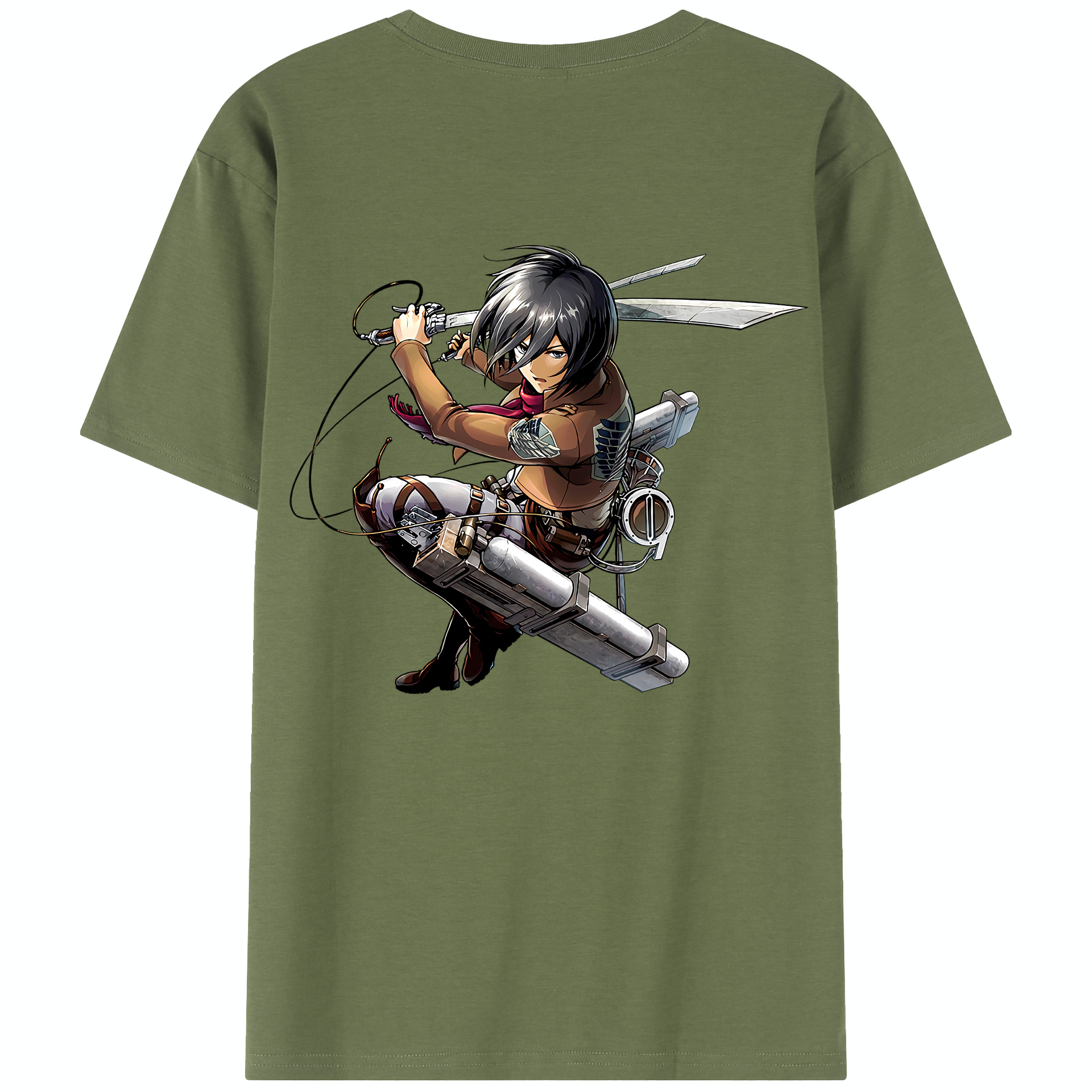 （画像用） 進撃の巨人 ミカサ·アッカーマン Attack on Titan Mikasa Ackerman 綿100％半袖Tシャツ（背面プリント）